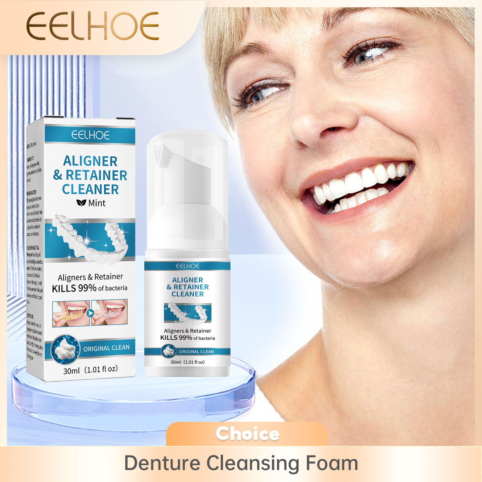 Teeth Whitening Retainer - Alineador limpiador de dentaduras postizas, espuma