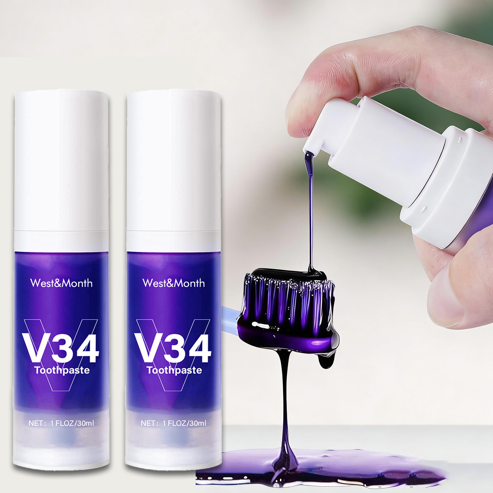 Teeth Whitening Mousse - Pasta de dientes blanqueadora V34, 30ml,