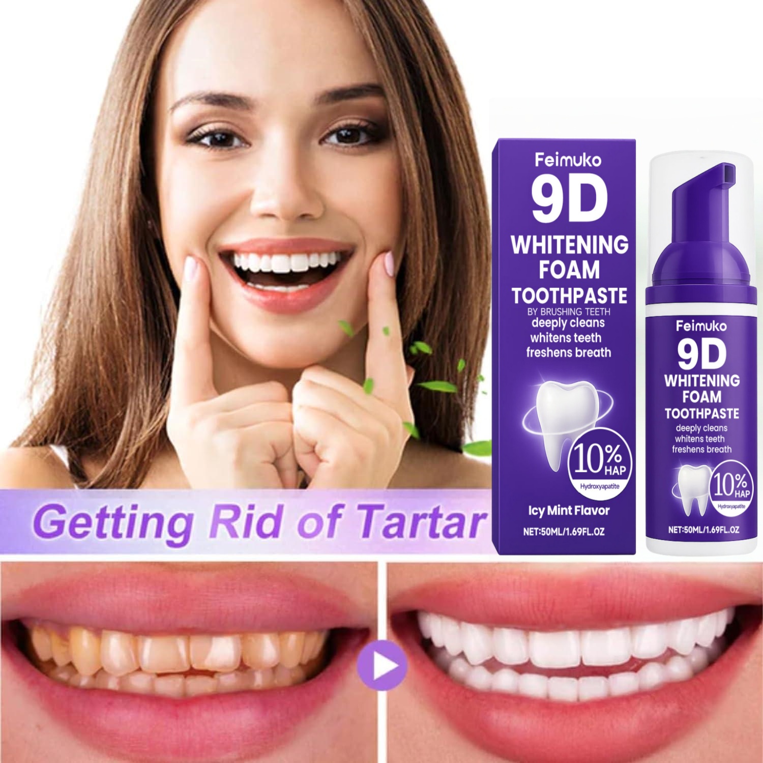 Teeth Whitening Mousse - Mousse Blanqueadora de Dientes, Elimina Manchas
