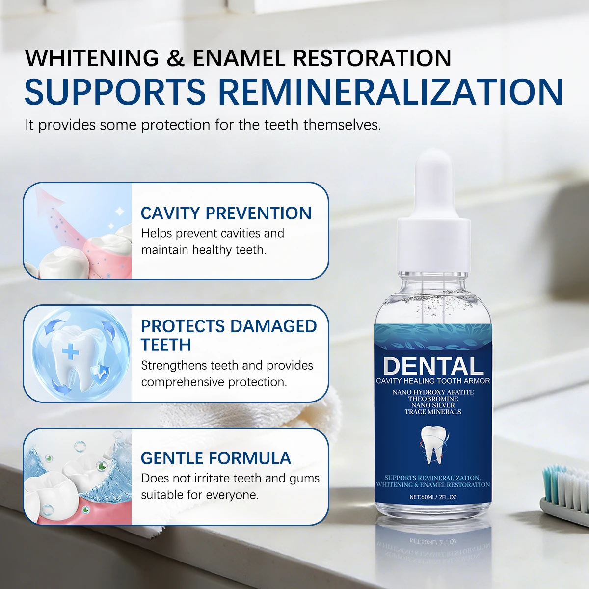 Suero Blanqueador Dental 60ml, - Enamel Repair Serum reseña y precio