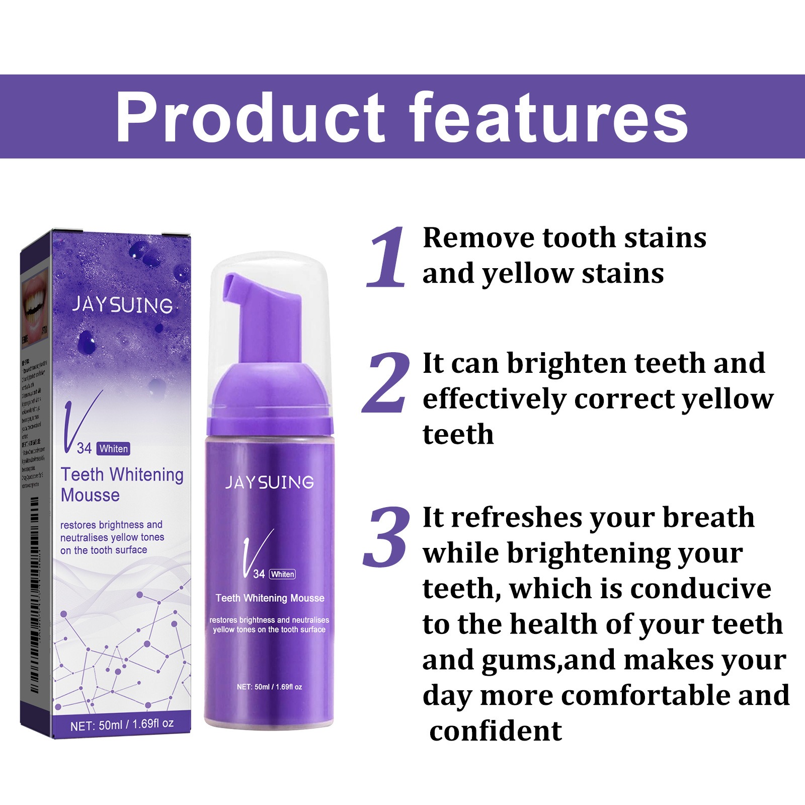 Pasta de dientes V34 Mousse pa - Teeth Whitening Mousse reseña y precio