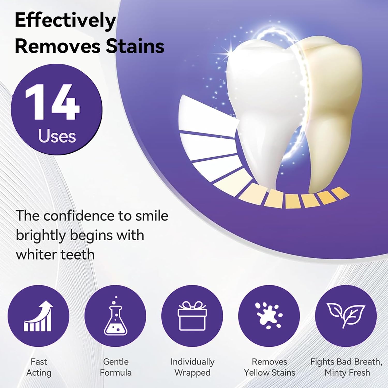 7 tiras blanqueadoras púrpuras - Teeth Whitening Bleaching Kit reseña y precio